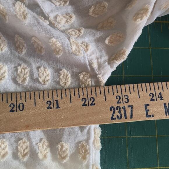 Cream Pilcro by Anthropologie Womens Button Front Sz M Long Sleeve Chenille Trim - Picture 5 of 6